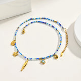 Seed Bead Ocean Charm Necklace