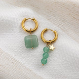 Green Stone Bohemian Drop Earrings