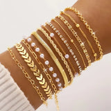 Boho Multi-Layer Bracelet Set — Snake Chain & Rhinestone Claw Chain