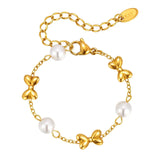 Dainty Beaded Bow Bracelet