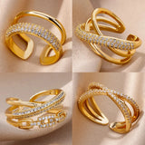 Luna Geometric Crystal Open Ring