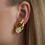 Crystal Double Teardrop Earrings