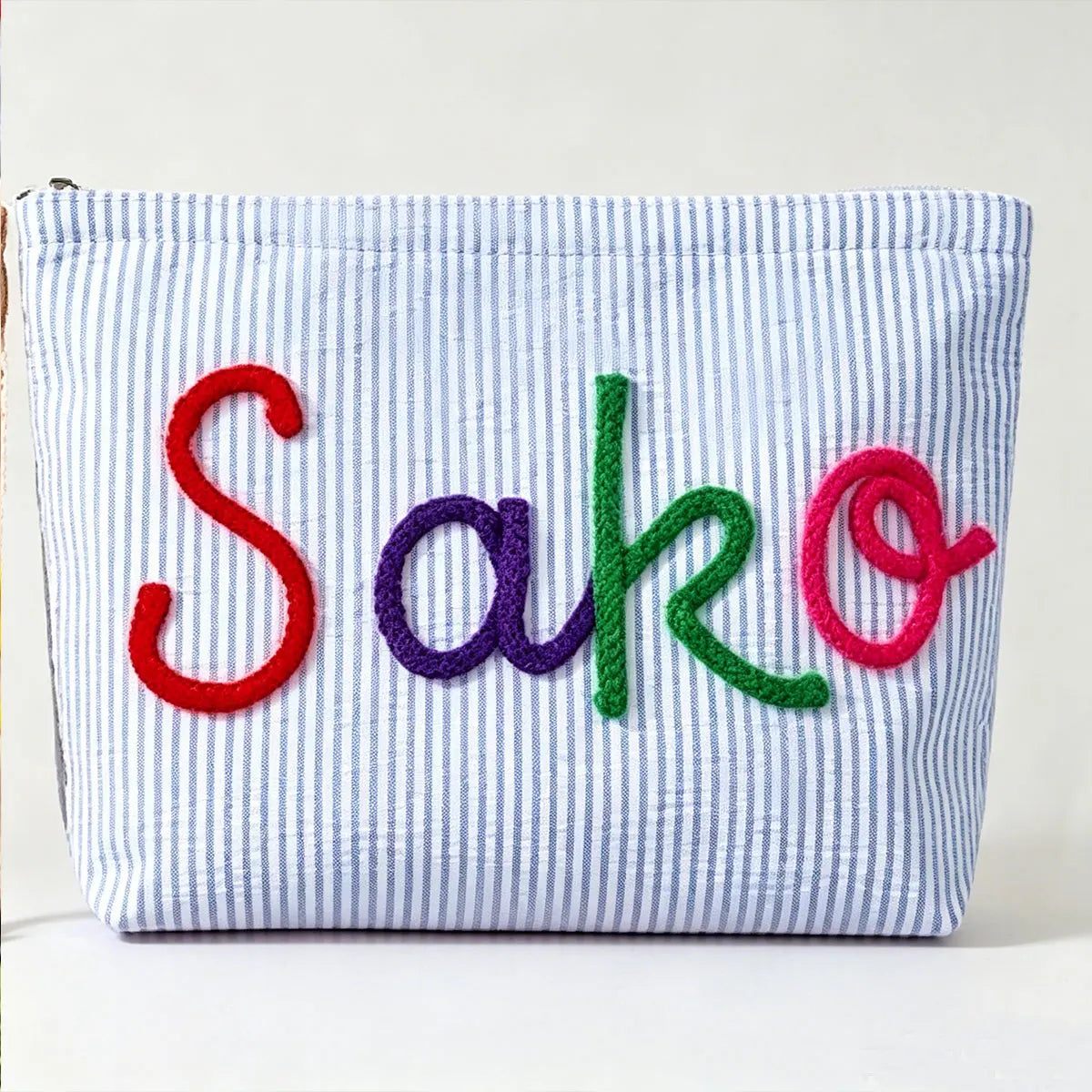 Personalized Seersucker Makeup & Travel Pouch