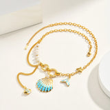 Gold Mermaid Shell Pendant Necklace