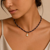 Zircon Teardrop Rope Necklace