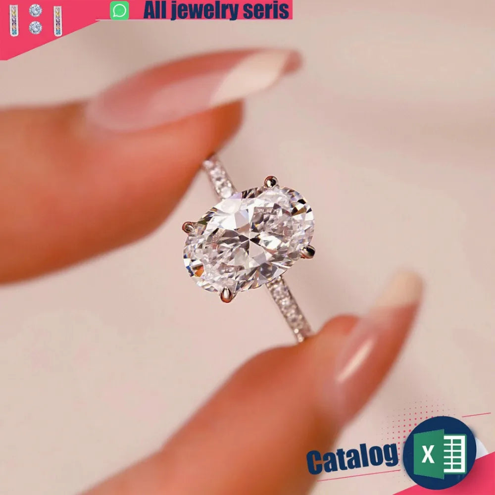 Four-claw Flash Diamond (Zircon) Ring Large Carat