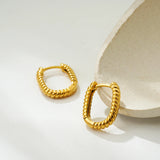Twist U-Shape Gold Huggie Hoops