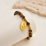 Tiger Eye Rosary Cross Bracelet