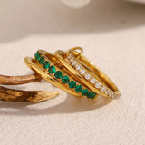 Green Cubic Zirconia Multi-Layer Ring