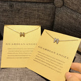 Alloy Guardian Angel Wings Pendant Necklaces for Women Birthday Gifts with White Message Card Reminder Jewelry Wholesale