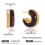 Multicolour Resin C-Shape Stud Earrings