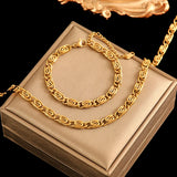 18K Gold-Plated Chain Necklace & Bracelet Set
