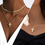 Bubble Cross Layered Necklace