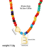Beaded Initial Heart Pendant Necklace