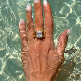 Rectangle Zircon Hollow Chunky Ring