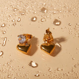 CZ Zircon Heart Pendant Earrings