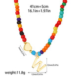 Beaded Initial Heart Pendant Necklace