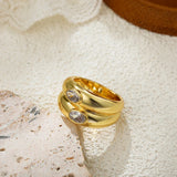Oval Zircon Chunky Bilayer Ring