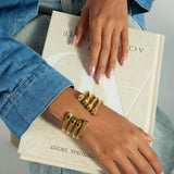 Turquoise Ribbed Stack Bracelet