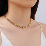 White Zircon Daisy Mesh Choker