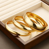Gold Wide Bangle Set (3-Piece)