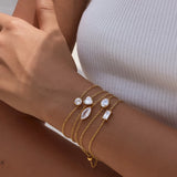 Heart & Round Zircon Charm Chain Bracelet