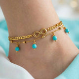 Turquoise Layered Boho Anklet