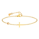 Birthstone CZ Cross Chain Bracelet