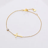 Birthstone CZ Cross Chain Bracelet