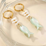 Ocean Fish & Shell Drop Earrings