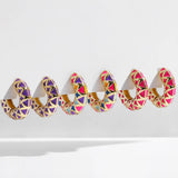 Enamel Circle Huggie Earrings