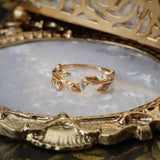 Zirconia Leaf Branch Ring