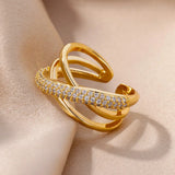 Luna Geometric Crystal Open Ring