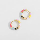 Boho Enamel Flower Hoop Earrings