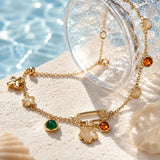 Gold Floral Charm Anklet