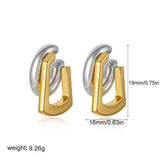Two-Tone Tassel C-Shape Hoop Earrings
