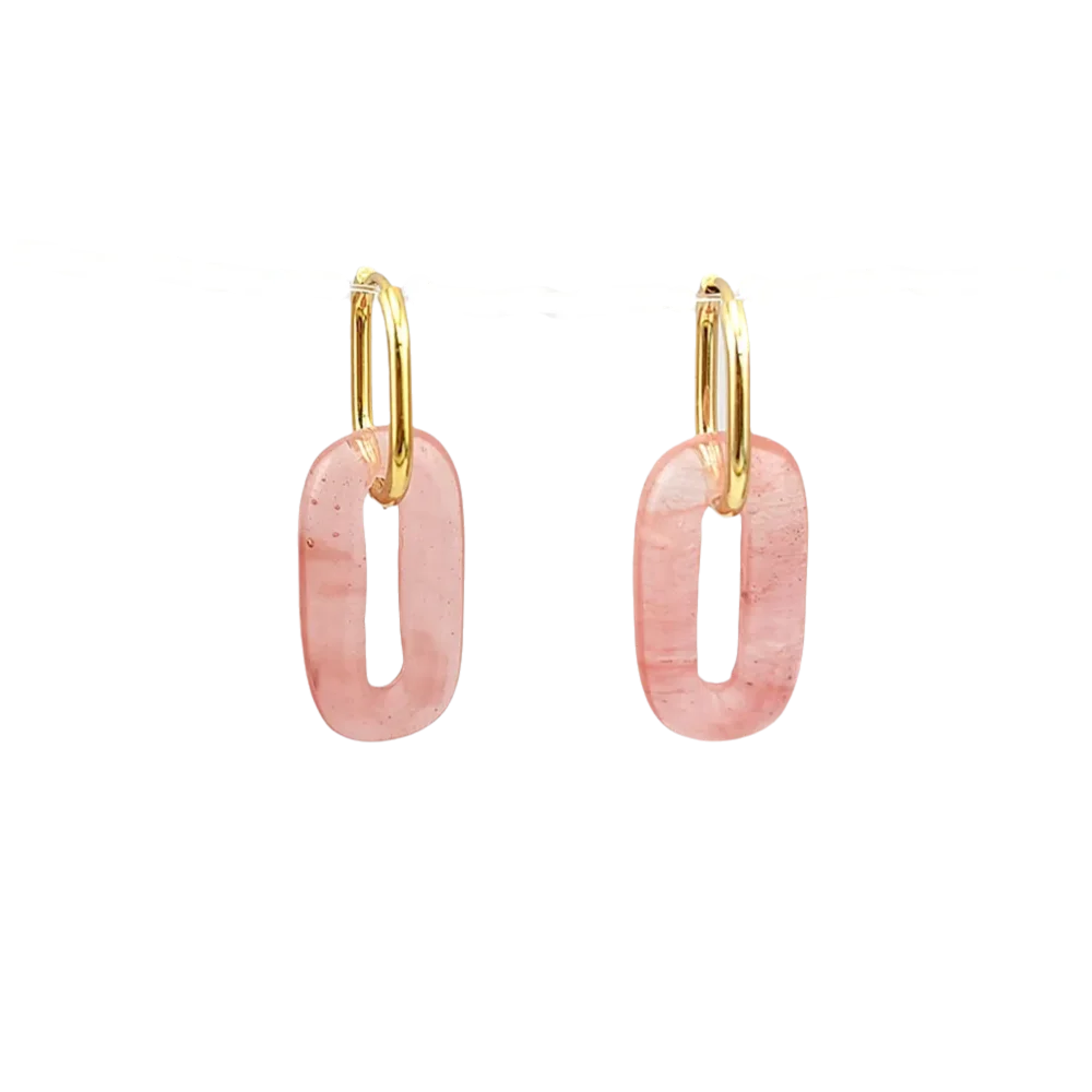 Hollow Green Stone Square Earrings