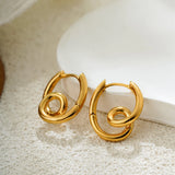 Gold Round Spiral Hoop Earrings