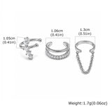 Zircon & Tassel Ear Cuff Set (3-Piece)