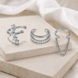 Zircon & Tassel Ear Cuff Set (3-Piece)
