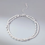 925 Silver Plated Dual Strand Bead Bracelet