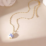 Blue Ceramic Heart Pendant Necklace