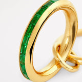Green Cubic Zirconia Three-Link Ring