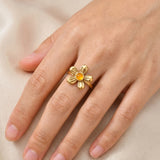 Citrine Flower Ring
