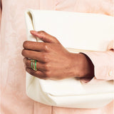 Green Cubic Zirconia Three-Link Ring