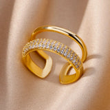 Luna Geometric Crystal Open Ring