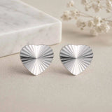 Silver Heart Sunburst Studs