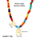 Beaded Initial Heart Pendant Necklace