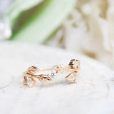Zirconia Leaf Branch Ring