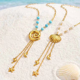 Turquoise Dolphin & Starfish Lariat Necklace